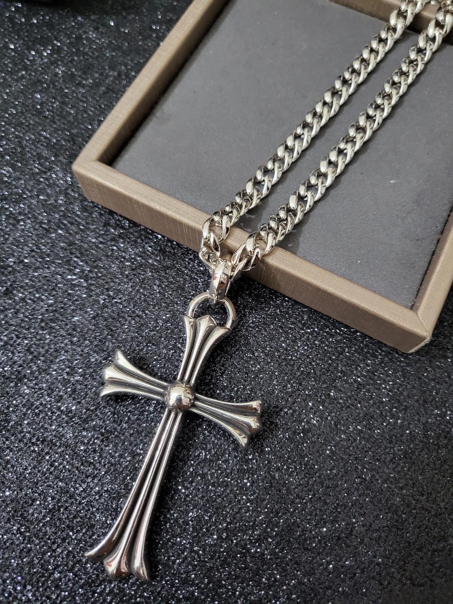 Chrome Hearts Silver Cross Pendant Necklace